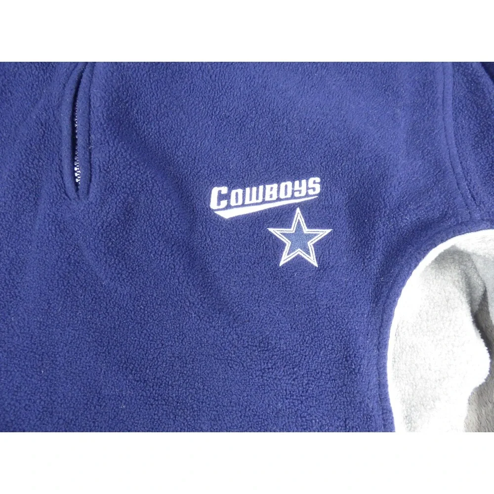 Dallas Cowboys Authentic Apparel Mens Quarter Zip Fleece Pullover Navy Blue L - Picture 3 of 8